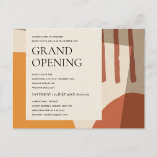 MODERN ABSTRAKT ART RUST GULT GRAND OPENING MEDDELANDE VYKORT