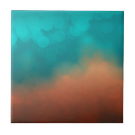Modern Abstrakt Art Teal Turquise Blue-Orange Kakelplatta