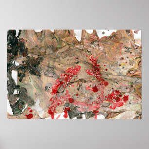 Modern Abstrakt Art Trendig Black Red Brown Grönt Poster
