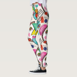 Modern Abstrakt Artsy Female Ansikte Leggings