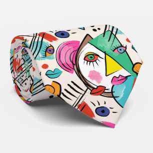 Modern Abstrakt Artsy Female Ansikte Slips