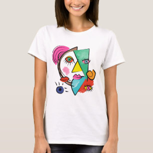 Modern Abstrakt Artsy Female Ansikte T Shirt