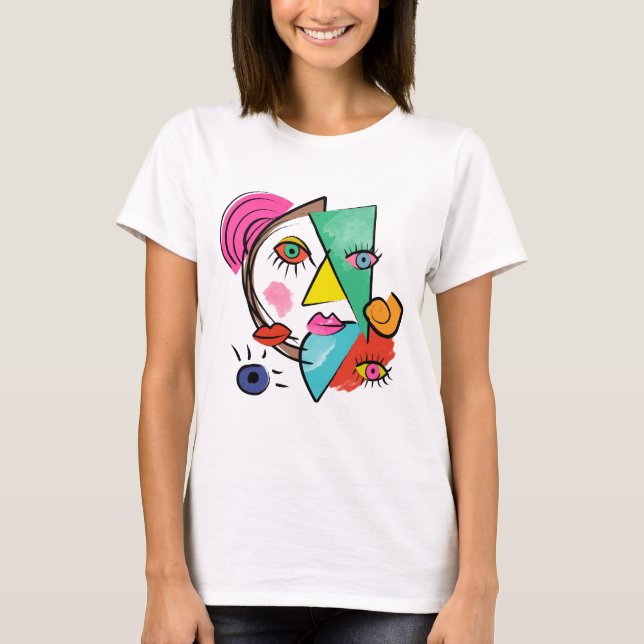 Modern Abstrakt Artsy Female Ansikte T Shirt (Framsida)