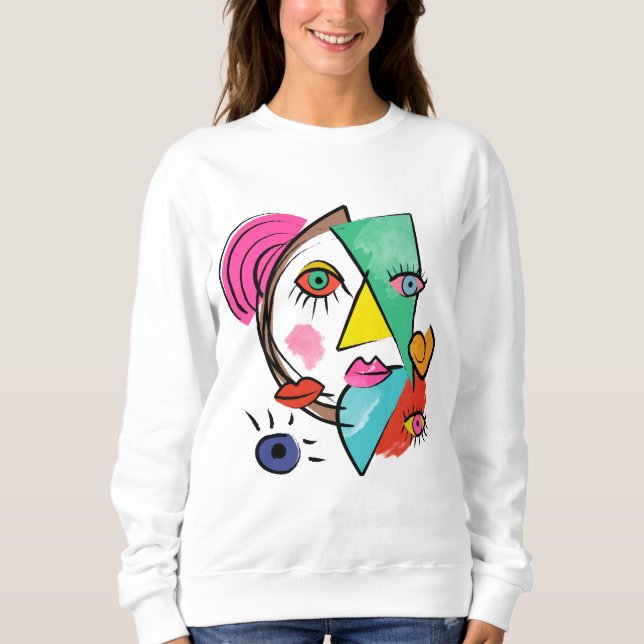 Modern Abstrakt Artsy Female Ansikte T Shirt (Framsida)