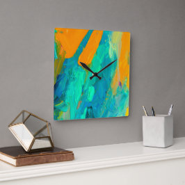 Modern Abstrakt Artwork Fyrkantig Klocka