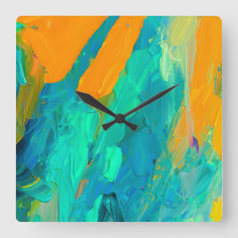 Modern Abstrakt Artwork Fyrkantig Klocka