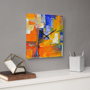 Modern Abstrakt Artwork Fyrkantig Klocka