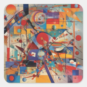 Modern Abstrakt Artwork Fyrkantigt Klistermärke