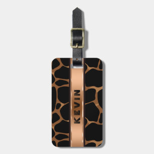 Modern Abstrakt av koppar leopard Animal Print Bagagebricka