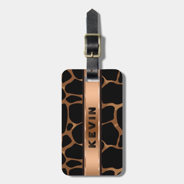 Modern Abstrakt av koppar leopard Animal Print Bagagebricka (Vertikal Framsida)