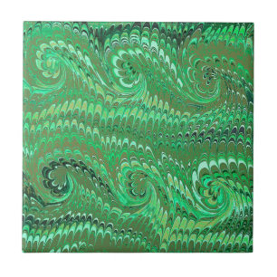 Modern Abstrakt Avocado Grönt Marcular Swirls Kakelplatta