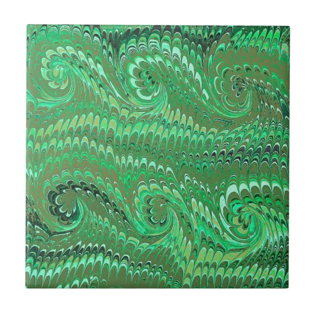 Modern Abstrakt Avocado Grönt Marcular Swirls Kakelplatta (Framsidan)