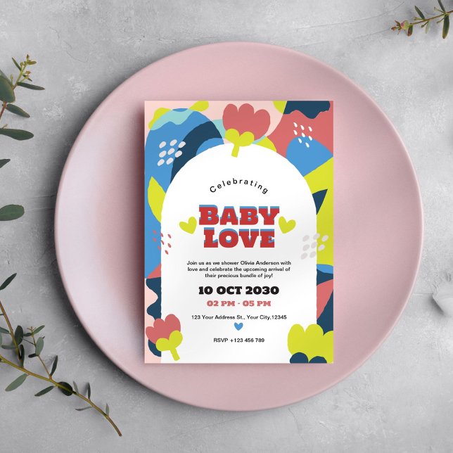 Modern Abstrakt Baby Shower-inbjudan Inbjudningar (Skapare uppladdad)