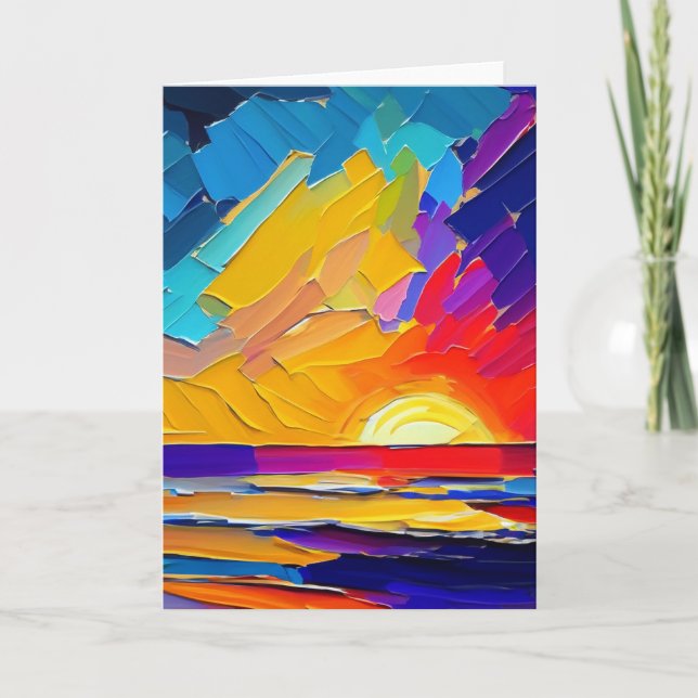 Modern Abstrakt Beach Sunset Artwork Blank Kort (Framsida)