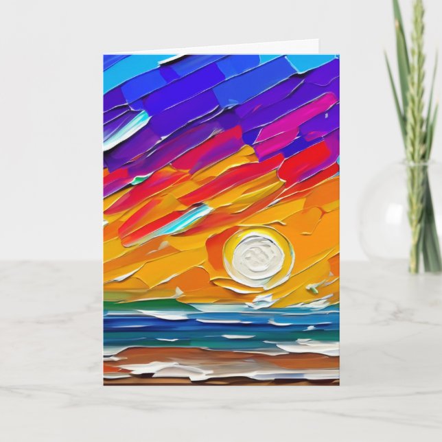 Modern Abstrakt Beach Sunset Artwork Blank Kort (Framsida)