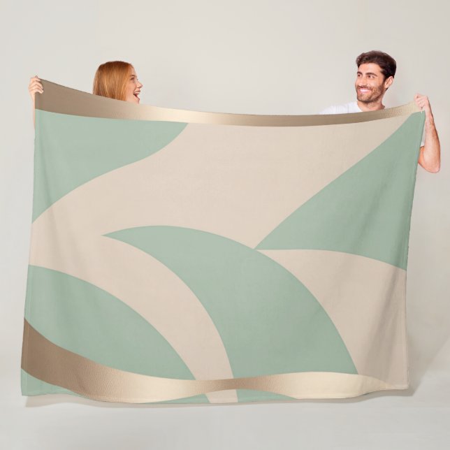 Modern Abstrakt Beige Grönt Guld Fleecefilt (På plats)