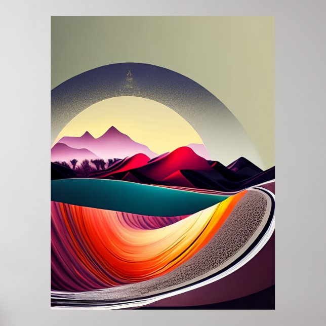 Modern Abstrakt, bergslandskap - minimalistisk Poster (Framsidan)
