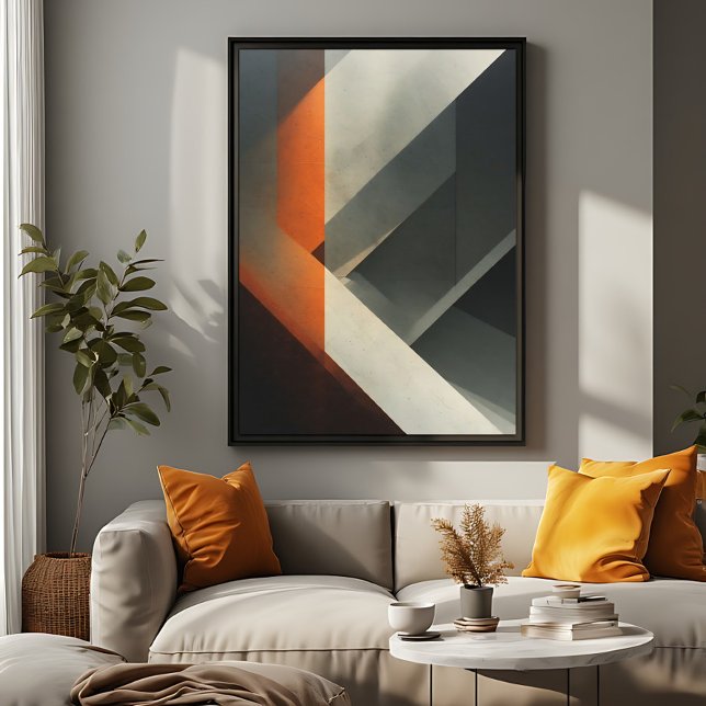 Modern Abstrakt Betong OrangeAccent Canvastryck (Skapare uppladdad)