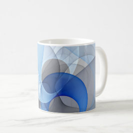 Modern Abstrakt Blå Grå Fraktal Konst Grafik Kaffemugg