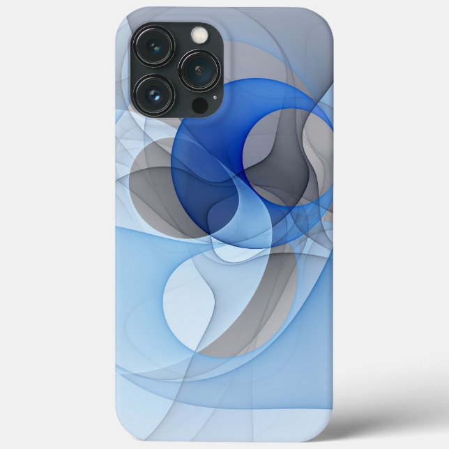 Modern Abstrakt Blå Grå Fraktal Konst Grafisk (Baksida)