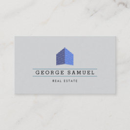 Modern Abstrakt Blå Hem Logo Realtor Ask Svart  Visitkort