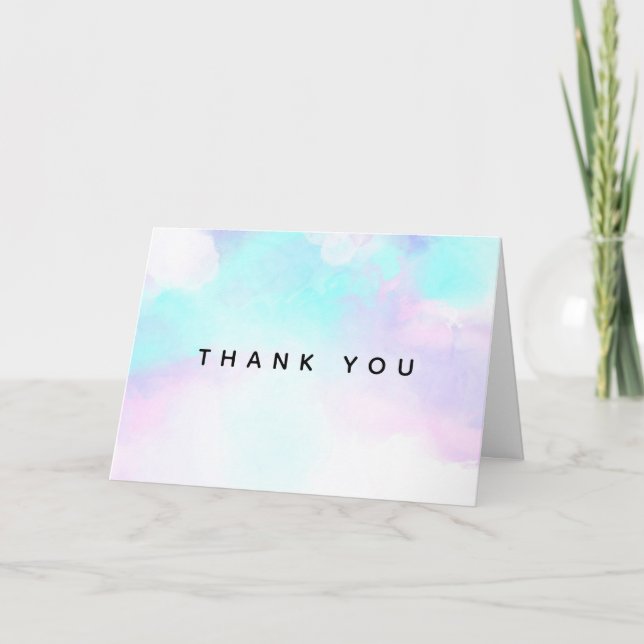 Modern Abstrakt Blå & Lila Akvarell Tack Kort (Framsida)