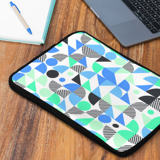 Modern Abstrakt Blå Mint Geometrisk Laptop Fodral
