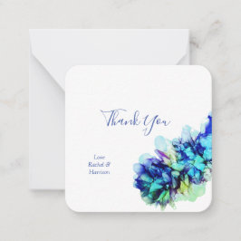 Modern Abstrakt blå och turkos Bröllop Tack Anteckningskort