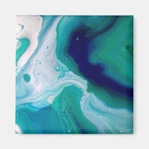 Modern Abstrakt blå turkos Fluid Vatten Magnet