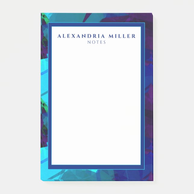 Modern Abstrakt blå turkos och Lila Post-it Block (Framsida)