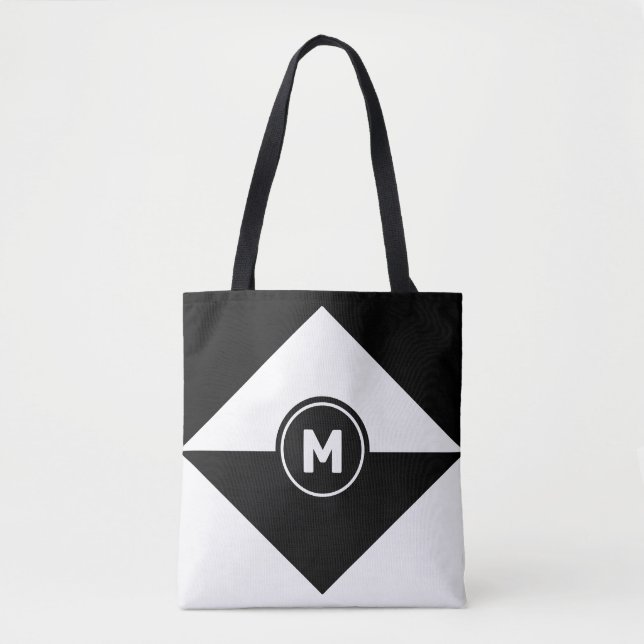 Modern Abstrakt Black and White Tote Bag Tygkasse (Framsida)