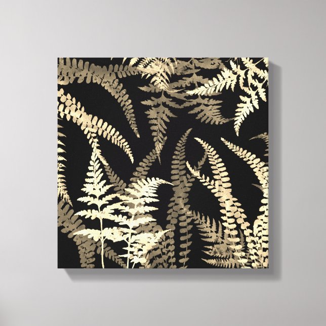 Modern Abstrakt Black Beige Fern Canvastryck (Framsida)