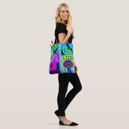 Modern Abstrakt Black Blue С olorful Geometric Tygkasse