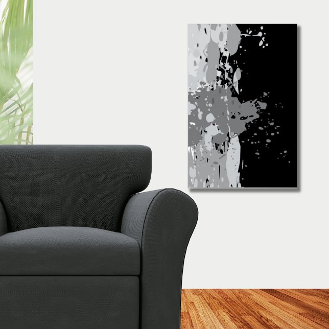 Modern Abstrakt Black & Grått Paint Splatter Poster (Modern Abstract Black & Gray Paint Splatter Poster)