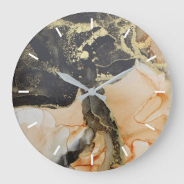 Modern Abstrakt Black Guld Apricot utan nummer Stor Klocka