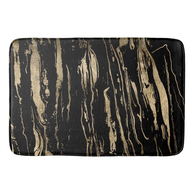 Modern Abstrakt Black Guld Marble Badrumsmatta (Framsidan)