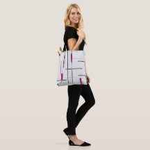 Modern Abstrakt Black Silver Fuschia accents Tote
