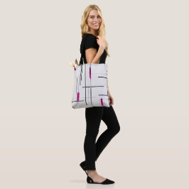 Modern Abstrakt Black Silver Fuschia accents Tote Tygkasse