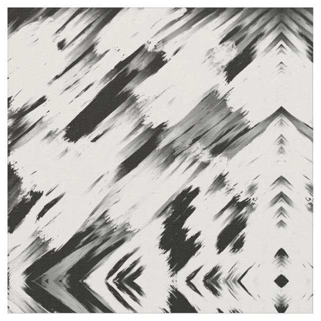 Modern Abstrakt Black White Brushstroke Art Tyg (Närbild)
