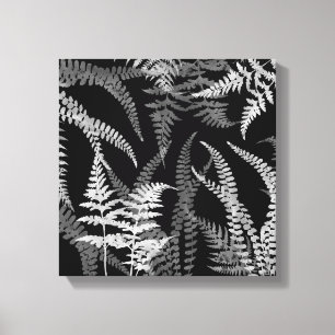 Modern Abstrakt Black White Fern Canvastryck