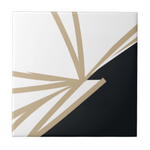 Modern Abstrakt Black White Guld Kakelplatta