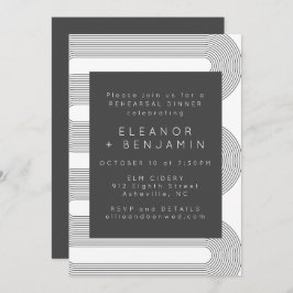 Modern Abstrakt Black White Linjer Rehearsal Midda Inbjudningar
