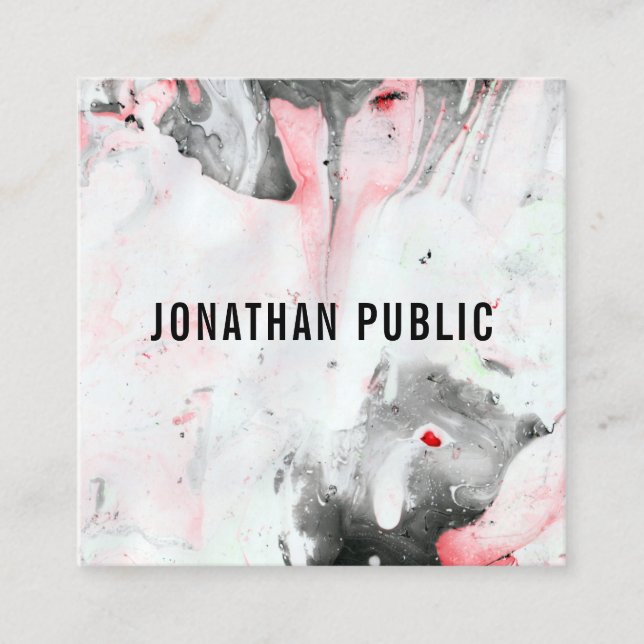 Modern Abstrakt Black White-mall Fyrkantigt Visitkort (Framsida)