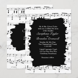 Modern Abstrakt Black White Music Wedding bjudande Inbjudningar