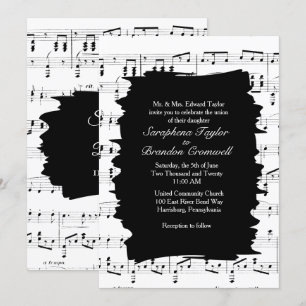 Modern Abstrakt Black White Music Wedding bjudande Inbjudningar