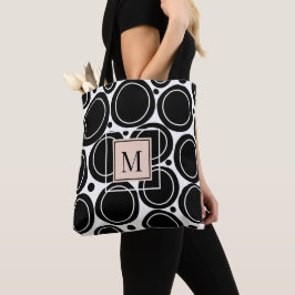 Modern Abstrakt Black White  Rosa Monogram Tygkasse