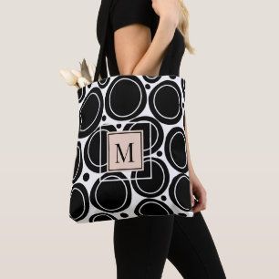 Modern Abstrakt Black White Rosa Monogram Tygkasse