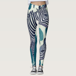 Modern Abstrakt Black White Zebra Rand Mönster Leggings