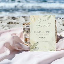 Modern Abstrakt Blad Spara Datum Bröllopskort