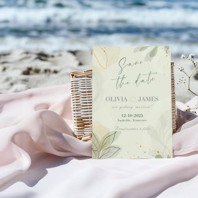 Modern Abstrakt Blad Spara Datum Bröllopskort Inbjudningar (Skapare uppladdad)